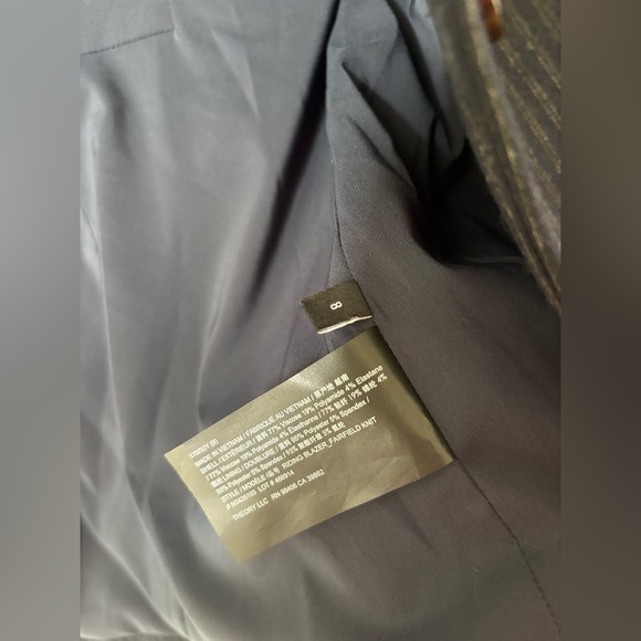 THEORY Fairfield Stripe Riding Blazer size 8 NAVY/Grey stripes - Picture 6 of 7